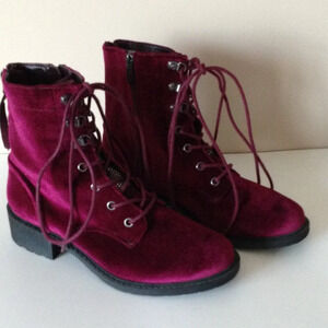 Circus By Sam Edelman Women's Velvet Red Lace Up Combat Boots Size 7.5 WW